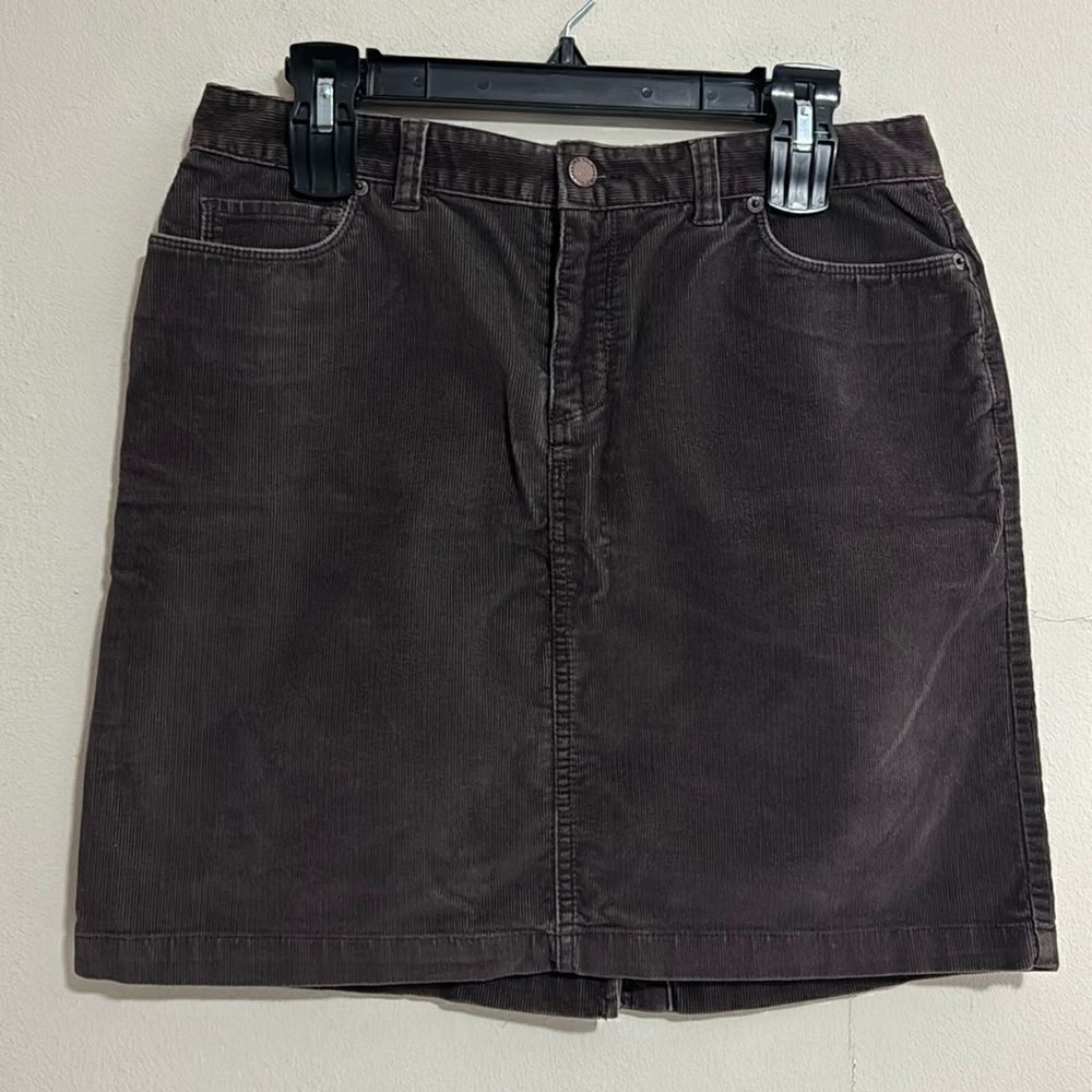 LL Bean Women 10Pet Brown Corduroy Short Pencil Skirt
